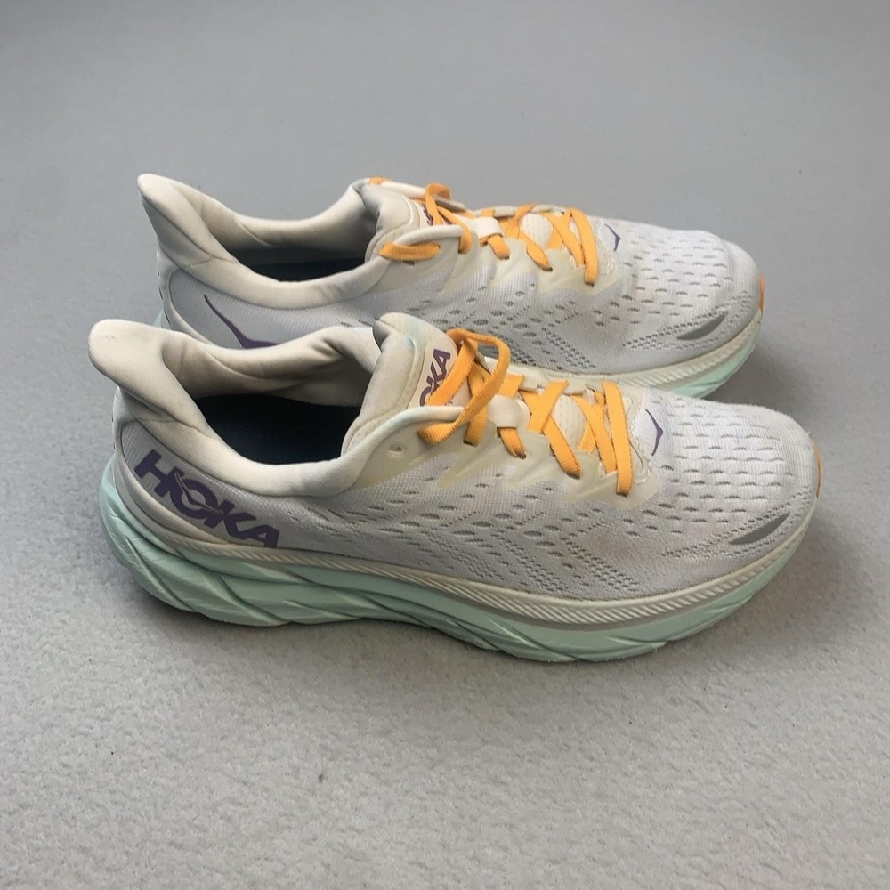 Hoka One One Clifton 8 Shoes Womens Size 10 White Running Sneakers 1119394 BDBW